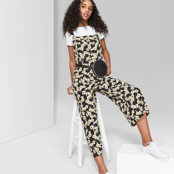 Wild Fable Women's Floral Print Strappy Button Front Jumpsuit Daisy Print Size S - Picture 1 of 5